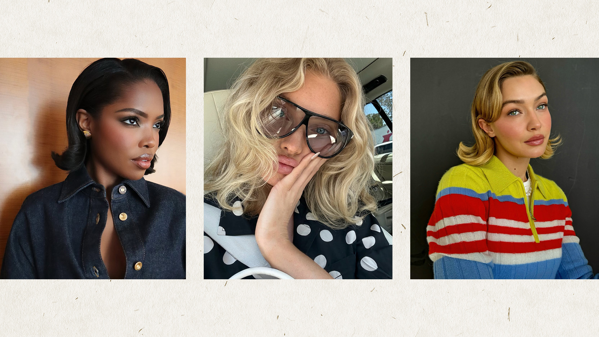 Collage of women with bob haircuts. 
