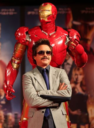 Robert Downey Jr. attends the 'Iron Man' Press Conference