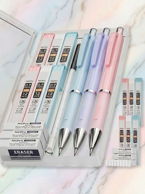 3pcs Cute Mechanical Pencil Set With Case