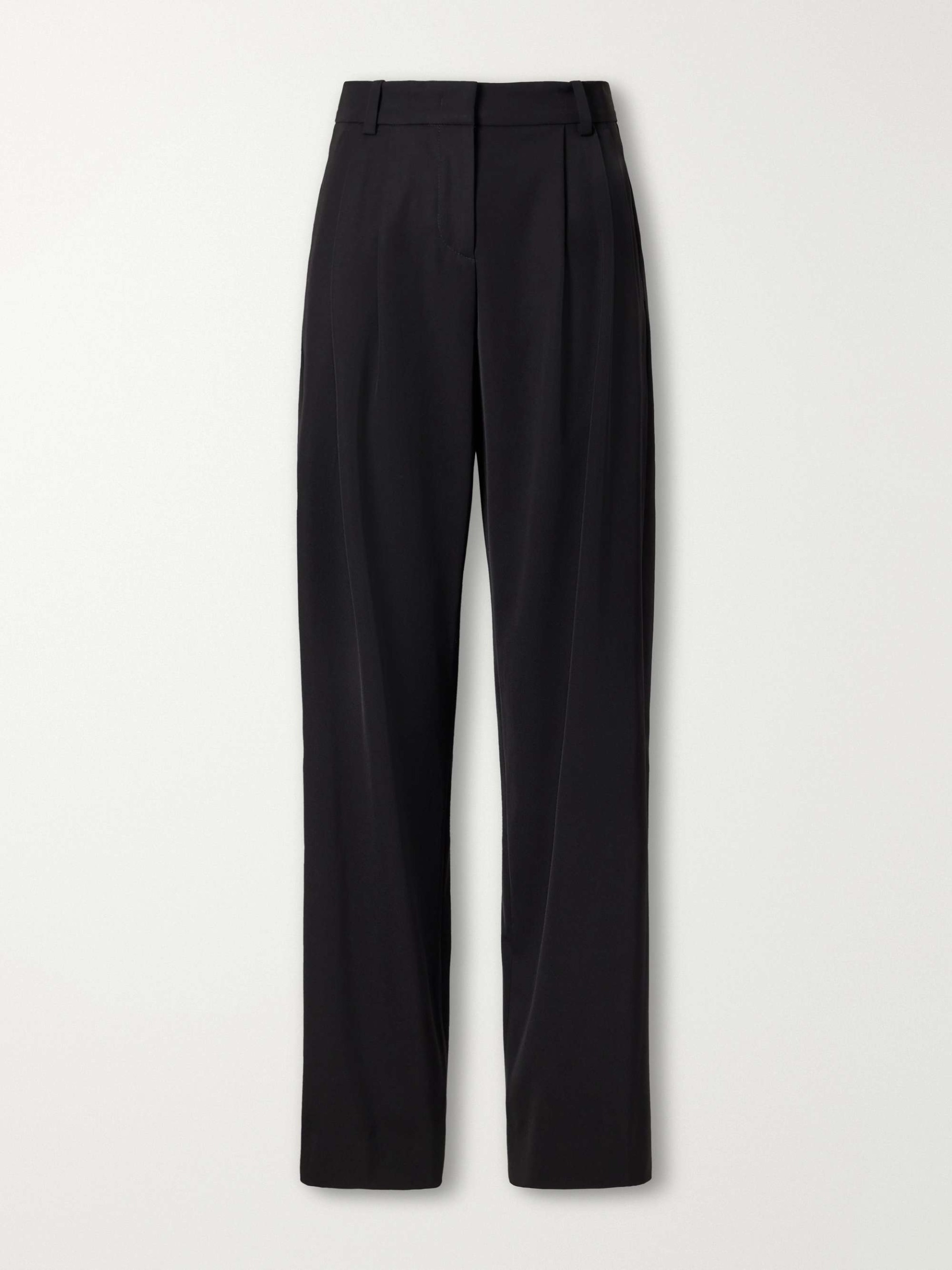 Lydia Pleated Wool-Twill Straight-Leg Pants