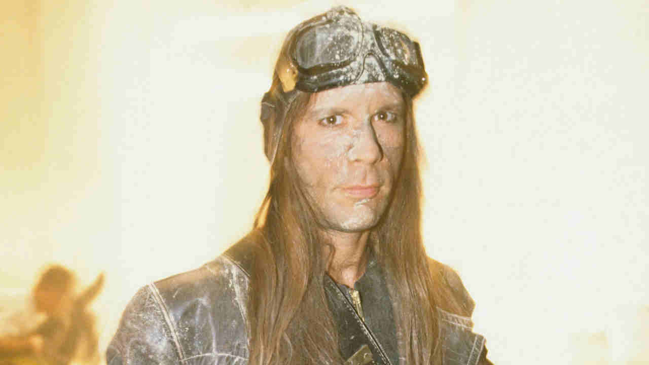Bruce Dickinson posing for a photograph in 1994