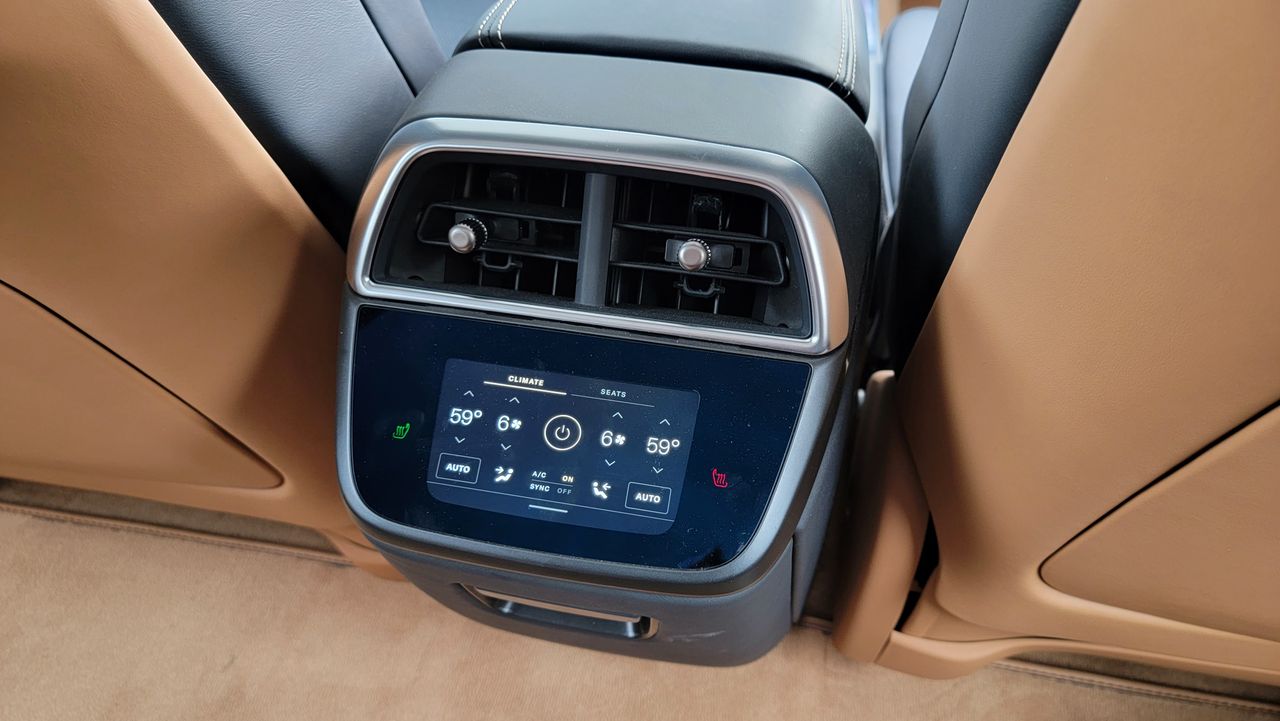 Small touchscreen in the rear of the Lucid Air
