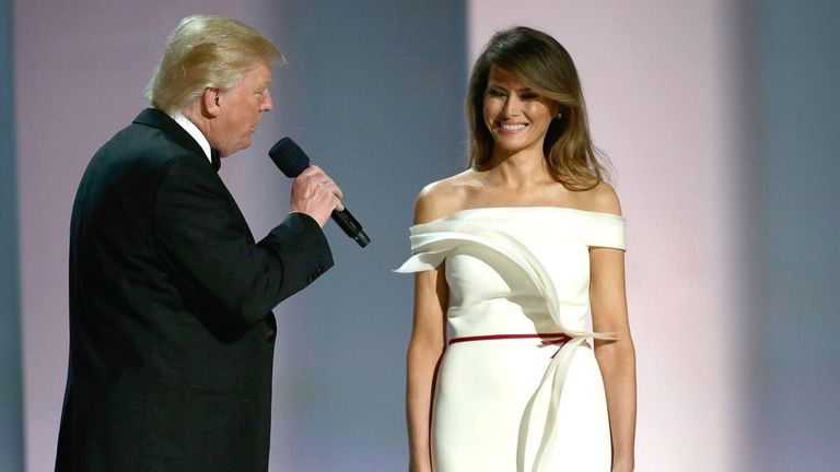 Melania Trump and Donald Trump on stage