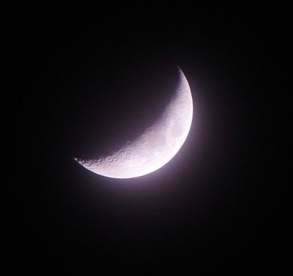 Lit Moon In The Night Sky