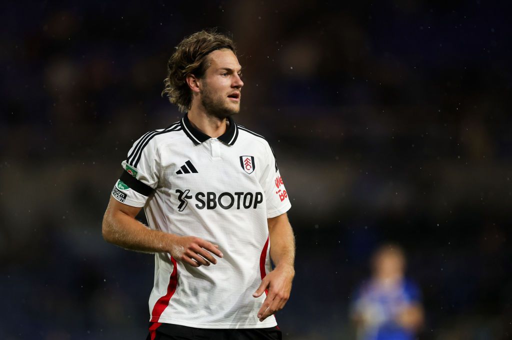 BIRMINGHAM, ENGLAND - AUGUST 27: Joachim Andersen of Fulham during the Carabao Cup Second Round match between Birmingham City and Fulham at St Andrew’s at Knighthead Park on August 27, 2024 in Birmingham, England. (Photo by Catherine Ivill - AMA/Getty Images)