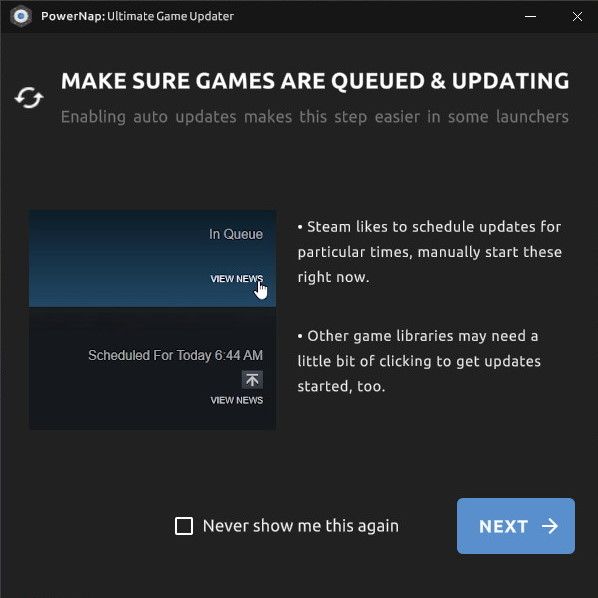 PowerNap screens