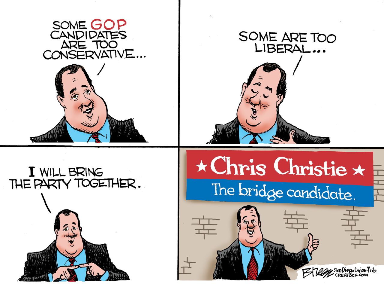 Political cartoon U.S. Chris Christie 2016