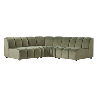 velvet tufted green sectional sofa