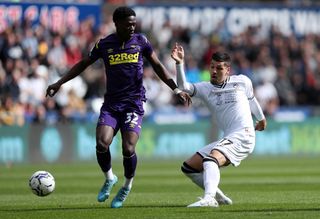 Malcolm Ebiowei in action for Derby County in the Championship