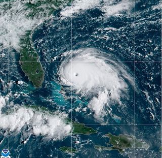 Extremely dangerous Hurricane Dorian closes in on the Northwestern Bahamas on Sunday, Sept. 1, 2019.