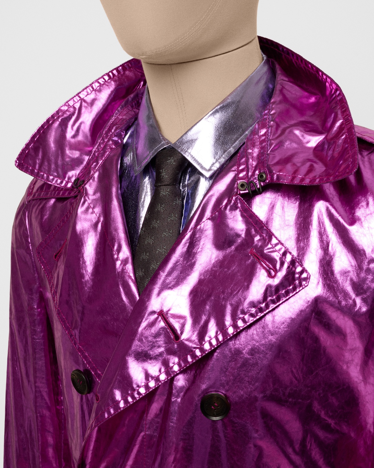 Burberry Men&amp;rsquo;s pink metallic silk trench coat