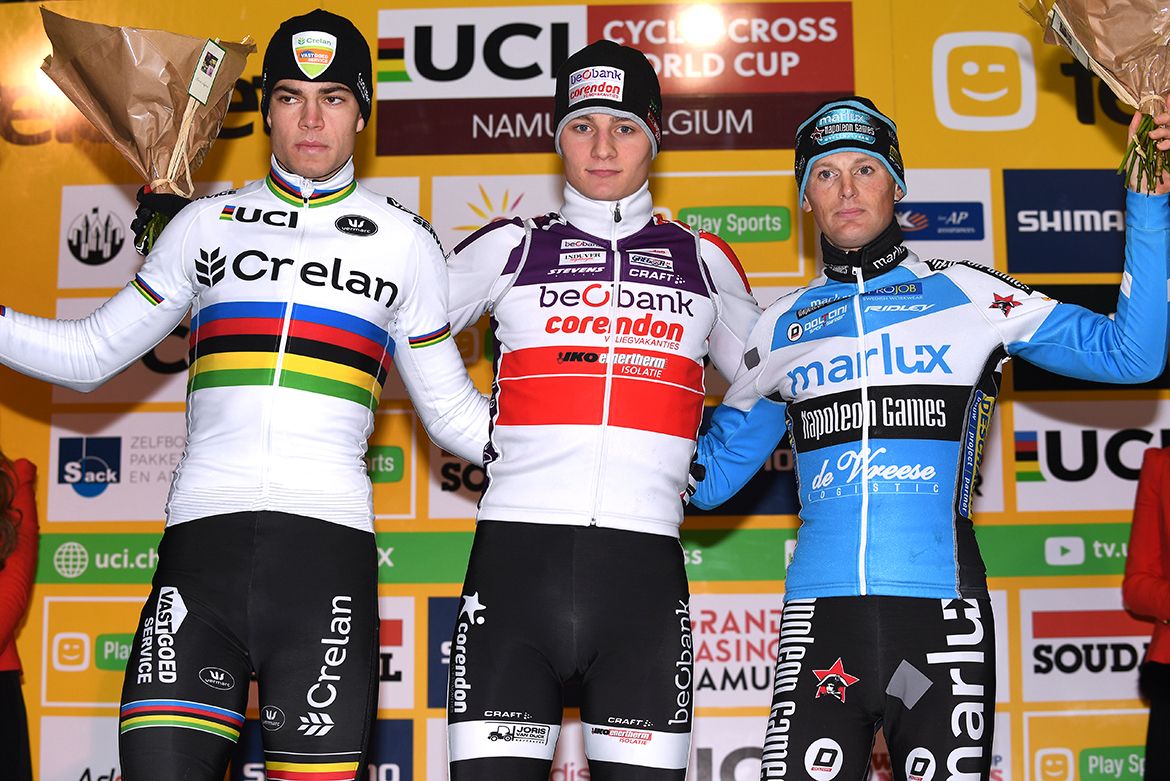 The Namur men's elite podium