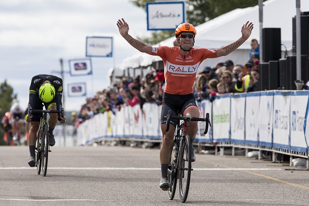 Evan Huffman wins stage 3 at the Tour of Alberta ahead of Robin Carpenter
