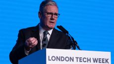 UK Prime Minister Keir Starmer pictured speaking onstage at London Tech Week 2025.