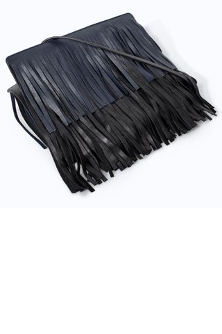 Zara Leather Messenger Bag With Fringing, £79.99