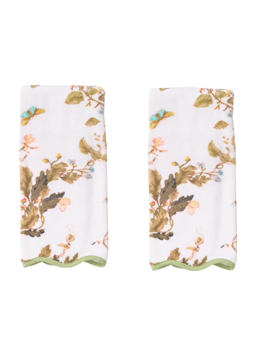 Customizable Floral Scallop Hand Towels, Set of 2