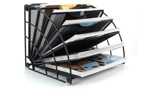 A fan style file folder organizer