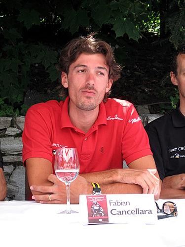 Cancellara listens closely to questions on the rest day in Val d'Isere.