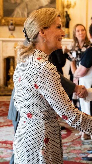 Sophie, Duchess of Edinburgh during a reception for recipients of The King's Award for Enterprise at Buckingham Palace on June 27, 2023 in London, England.