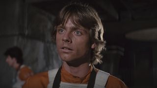 Luke Skywalker (Mark Hamill) looks ahead in Star Wars.