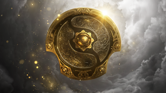 An image of the Dota 2 International 10 trophy shield.