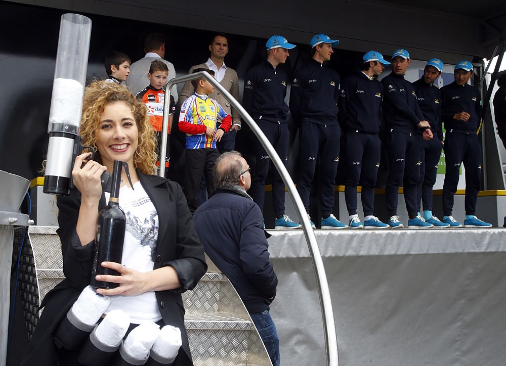 Team Astana presented on stage on the eve of Paris-Roubaix