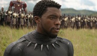 Black Panther commanding the Wakandan army in Avengers Infinity War