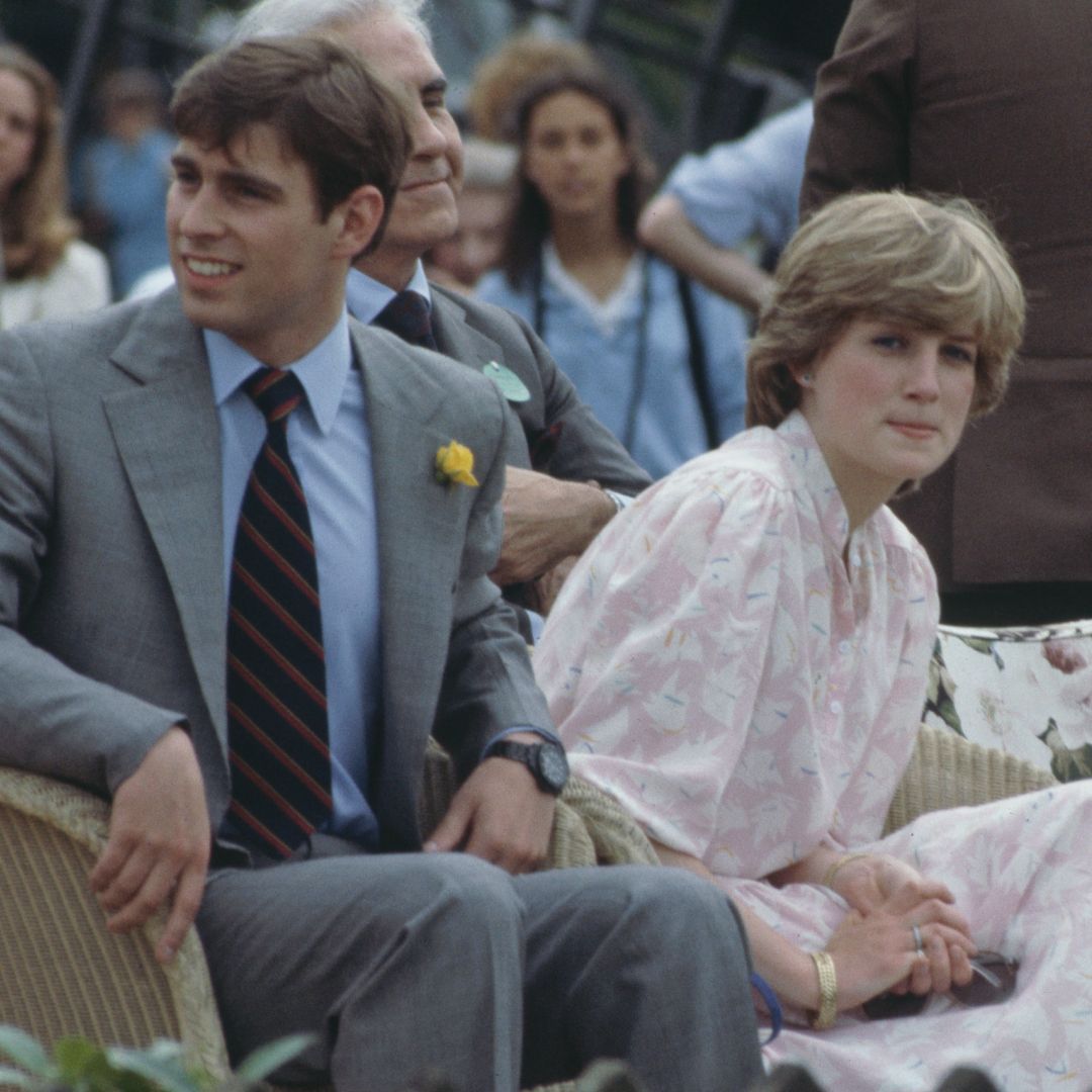 Prince Andrew, Princess Diana, and Prince Charles at the Cartier International polo match in Windsor in July 1981