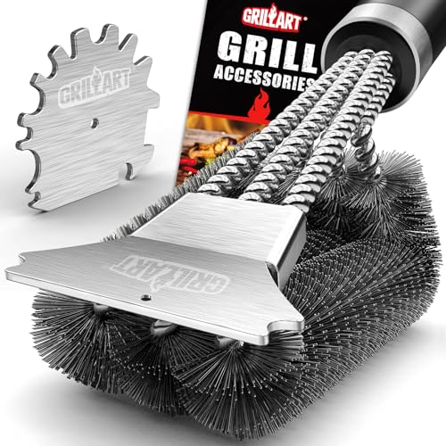 Grillart Grill Brush and Scraper,18 Inch Bbq Grill Cleaning Brush Kit, Safe Wire Scrubber, Universal Fit Bbq Cleaner Accessories for All Grates