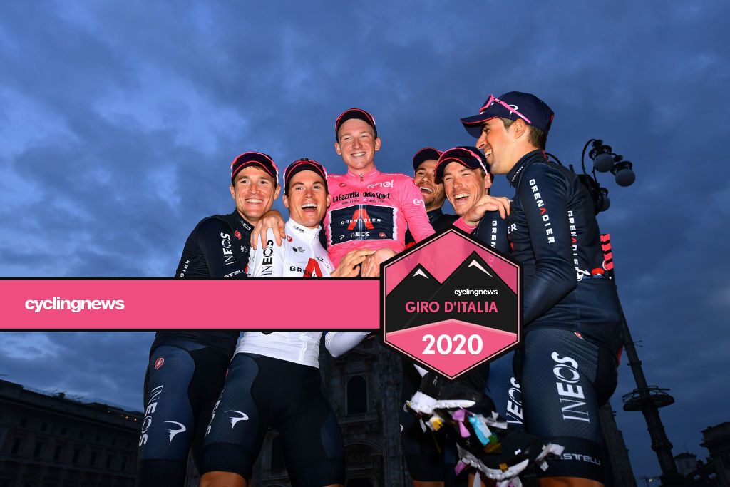 Giro d&#039;Italia 2020 Ineos celebrate in Milan