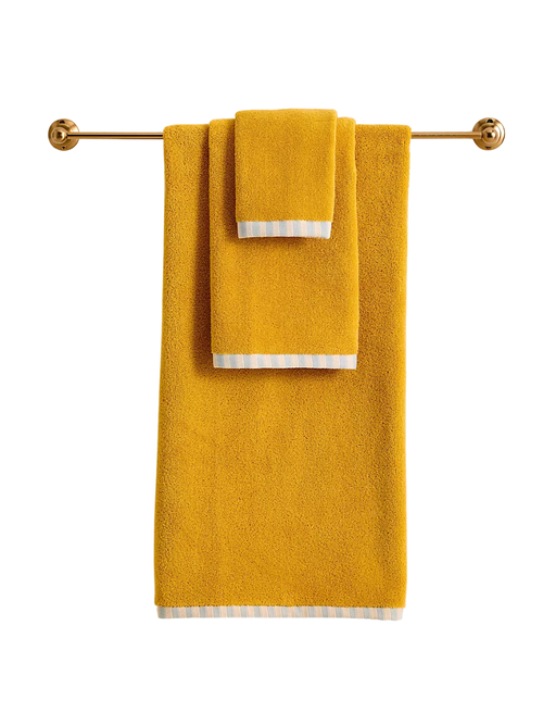 Sloane 100% Zero-Twist Cotton Stripe-Trim Hand Towel