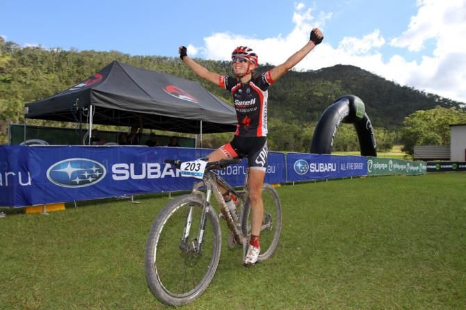Ireland's Jenny Fay wins the women's race