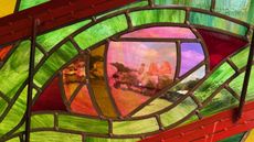 Stained glass dragon at Glastonbury