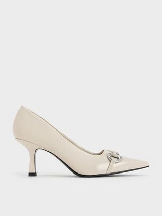 Metallic Accent Pointed-Toe Pumps