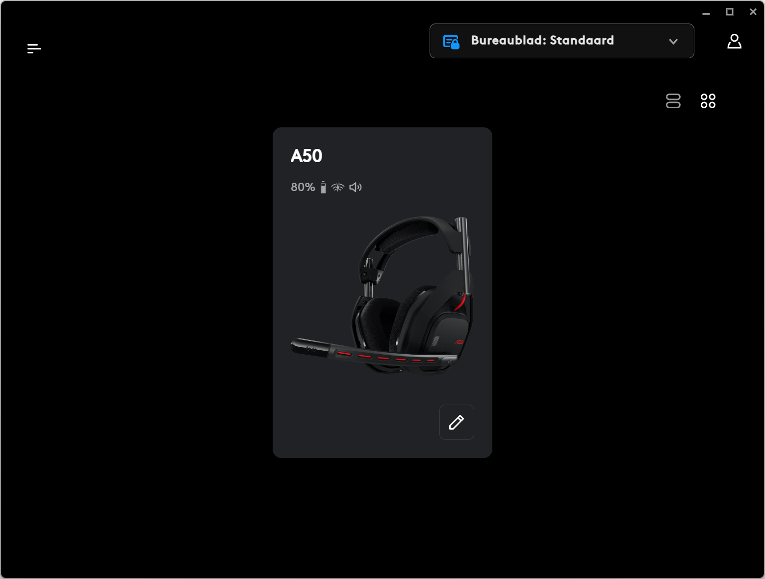 Astro A50 (Gen 5) in de Logitech G HUB