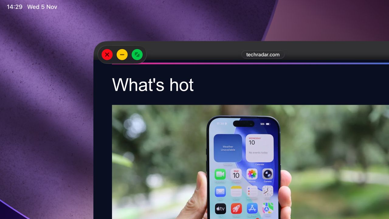 An iPadOS 26.1 window with the traffic light buttons enlarged