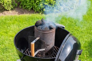 chimney charcoal starter on bbq
