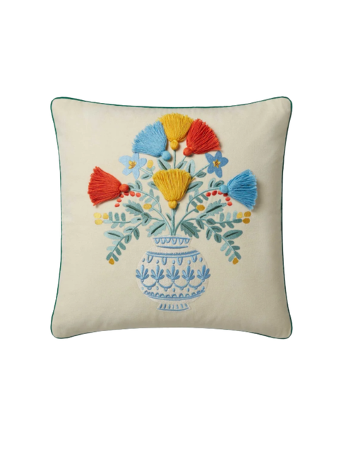 Vase Study No. 5 Embroidered Pillow - Ivory