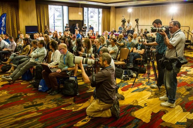 Media ready to go for eh start of todays press confere