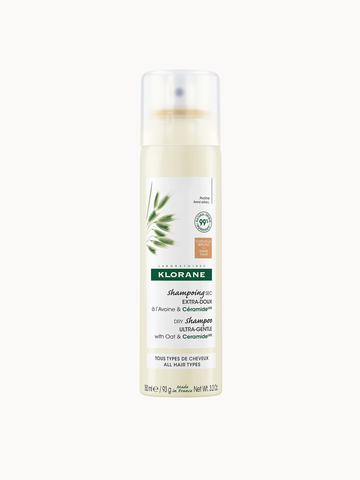 Klorane Extra-Gentle Tinted Dry Shampoo With Oat and Ceramide Like for Brown to Dark Hair 150ml