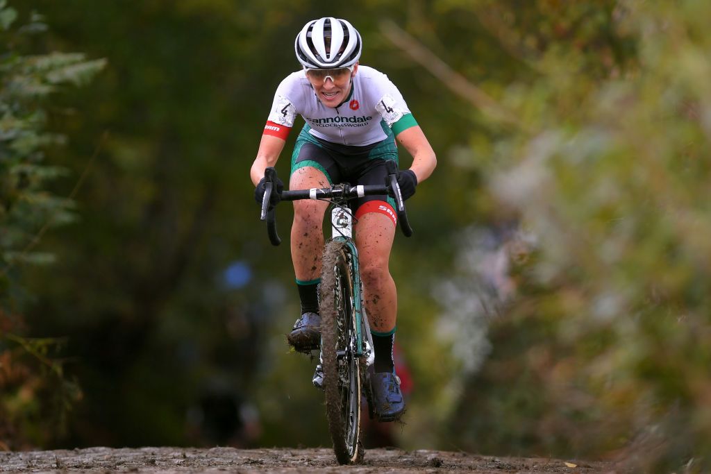 Katie Keough (Cannondale p/b Cyclocrossworld) tackles the Koppenberg