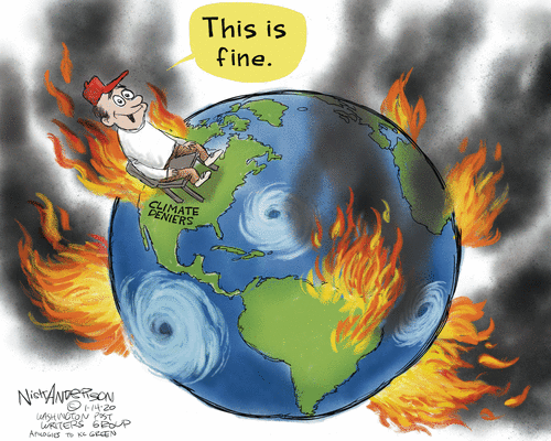 Editorial Cartoon World Climate Change Deniers This Is Fine | The Week