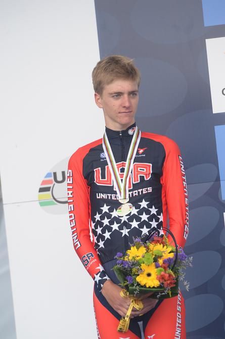 Adrien Costa (USA) on the podium at the 2014 Junior Worlds