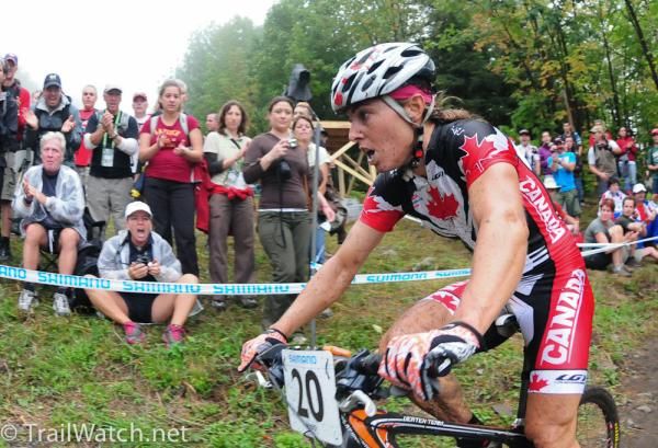 Marie-Helene Premont (Canada) on the uphill switchbacks