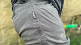 Close up of pocket on Mons Royale Virage pants
