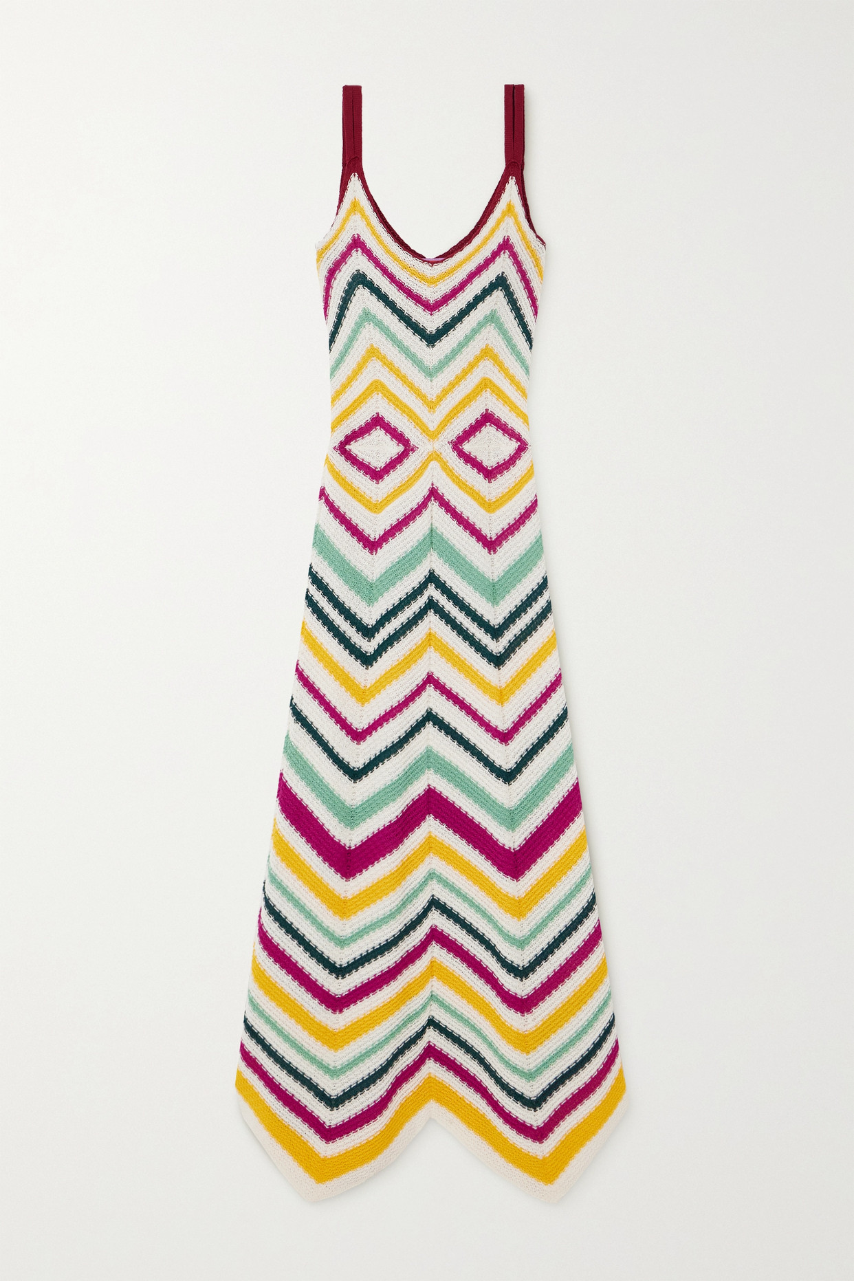 Dazzling Striped Crocheted Cotton Maxi Dress
