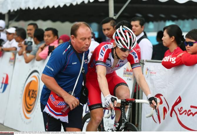 Alexandr Dyachenko (Katusha) crosses the line