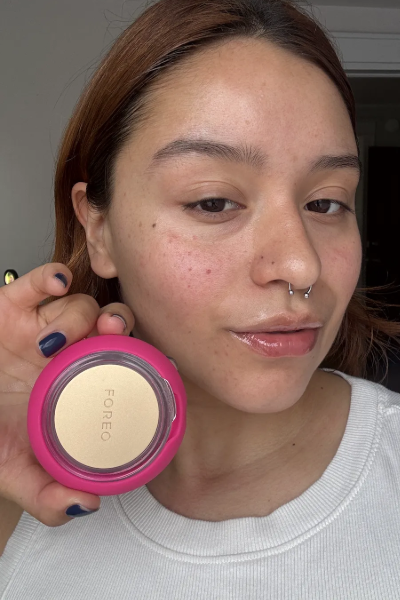 Chelsea A., a 'Marie Claire' tester, tests the FOREO UFO 3 LED Device
