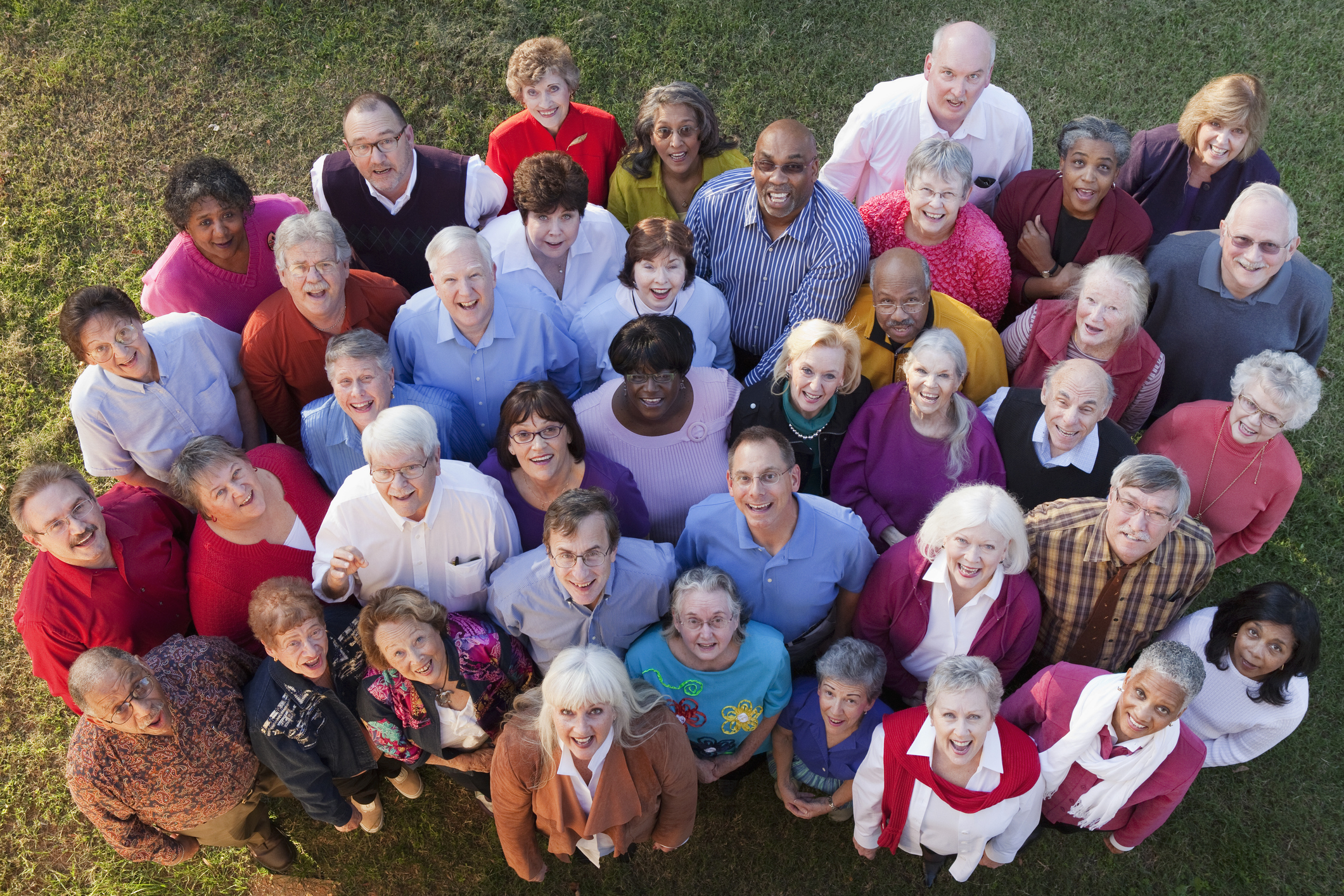 Crowd of older people standing together