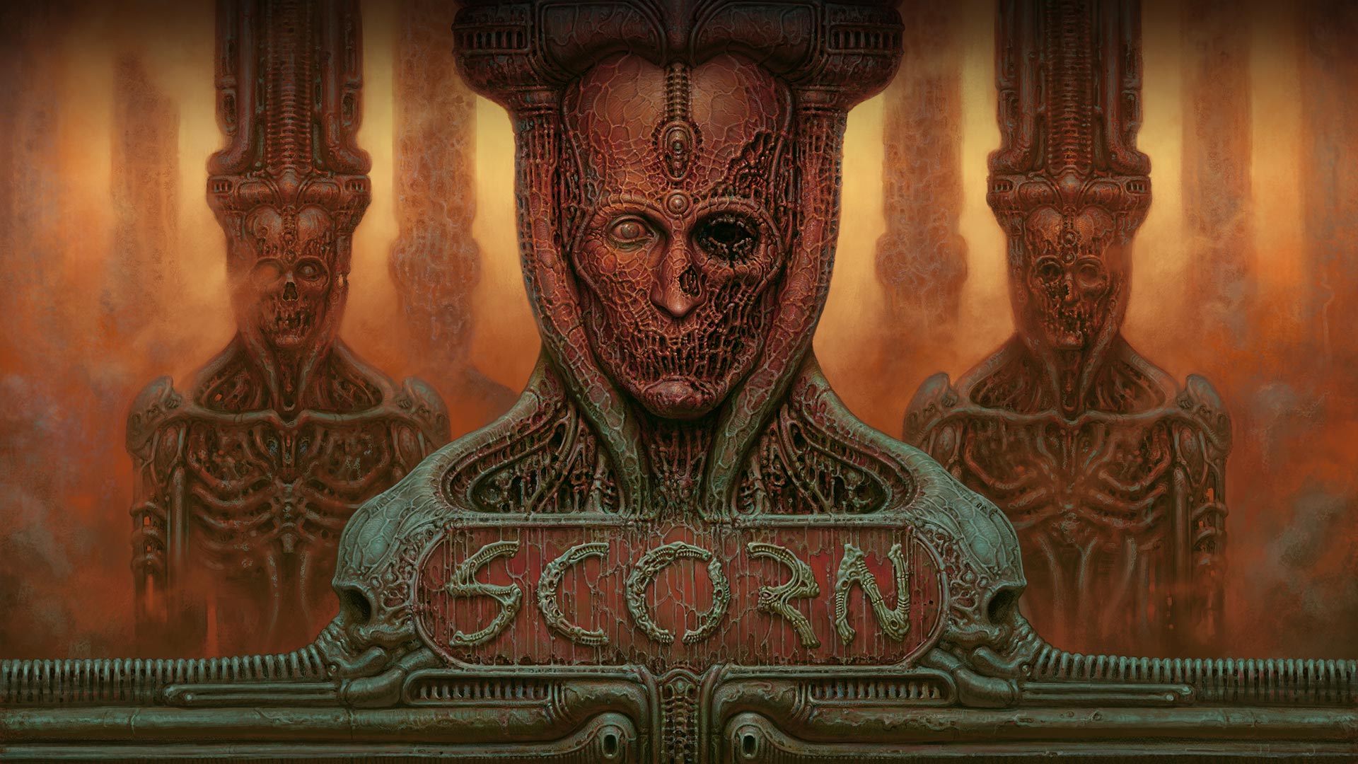 Scorns Cover Art gibt schon einen ersten Hinweis darauf, dass uns im Titel groteske Design erwarten werden.
